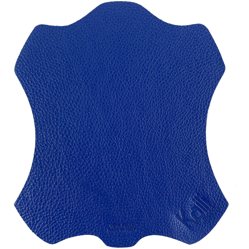 K0001DB | Mouse Pad Made in Italy Full grain genuine leather, dollar grain - Blue color - Size: 20 x 23 cm - Package: Tnt tubular bag