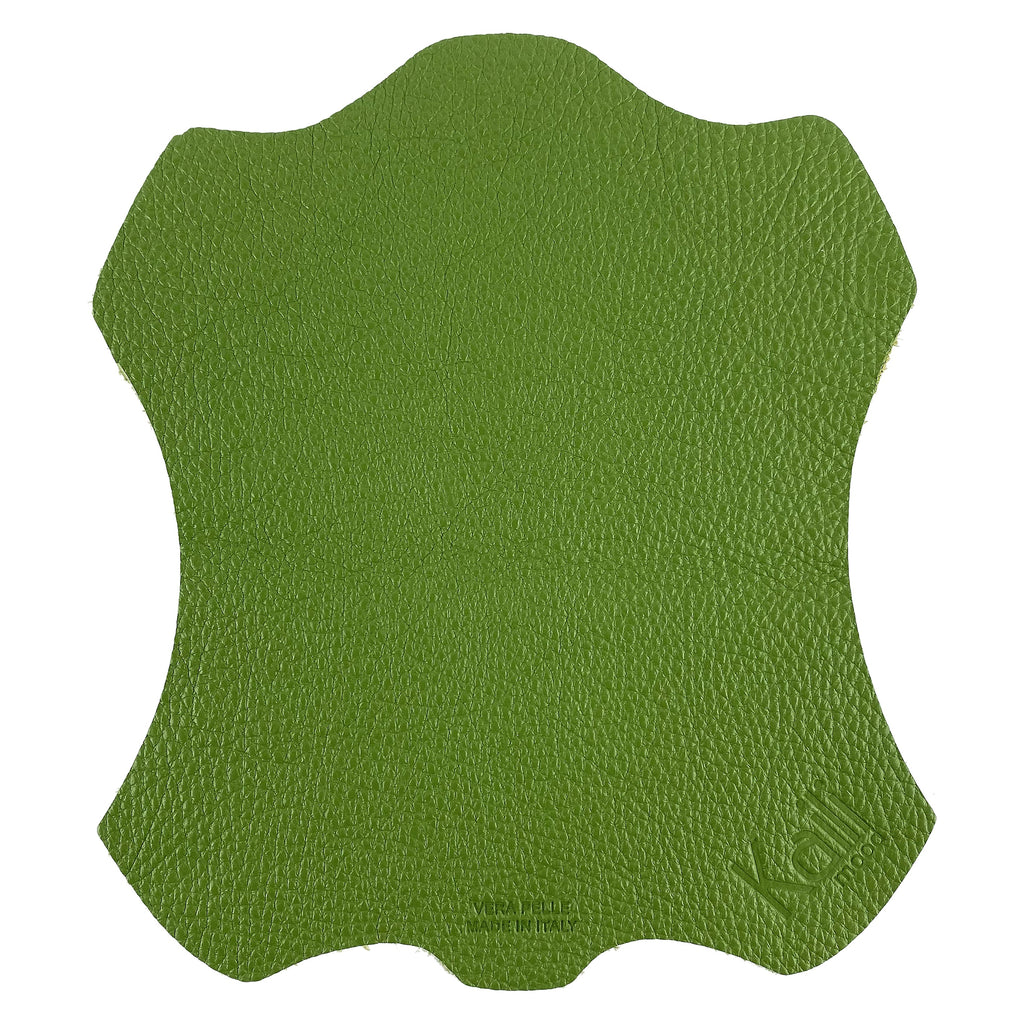 K0001EB | Mouse Pad Made in Italy Full grain genuine leather, dollar grain - Green color - Size: 20 x 23 cm - Package: Tnt tubular bag