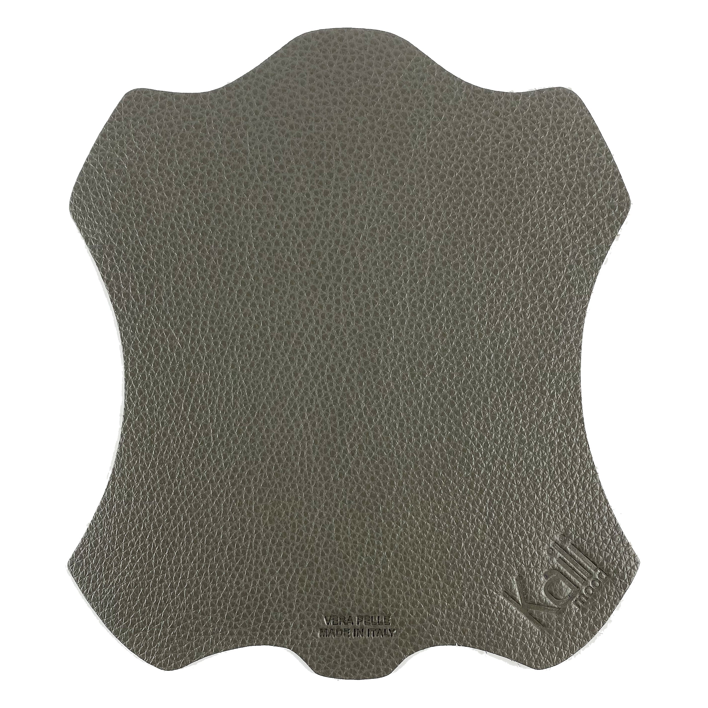 K0001FB | Mouse Pad Made in Italy Full grain genuine leather, dollar grain - Grey color - Size: 20 x 23 cm - Package: Tnt tubular bag