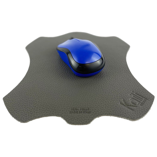 K0001FB | Mouse Pad Made in Italy Full grain genuine leather, dollar grain - Grey color - Size: 20 x 23 cm - Package: Tnt tubular bag