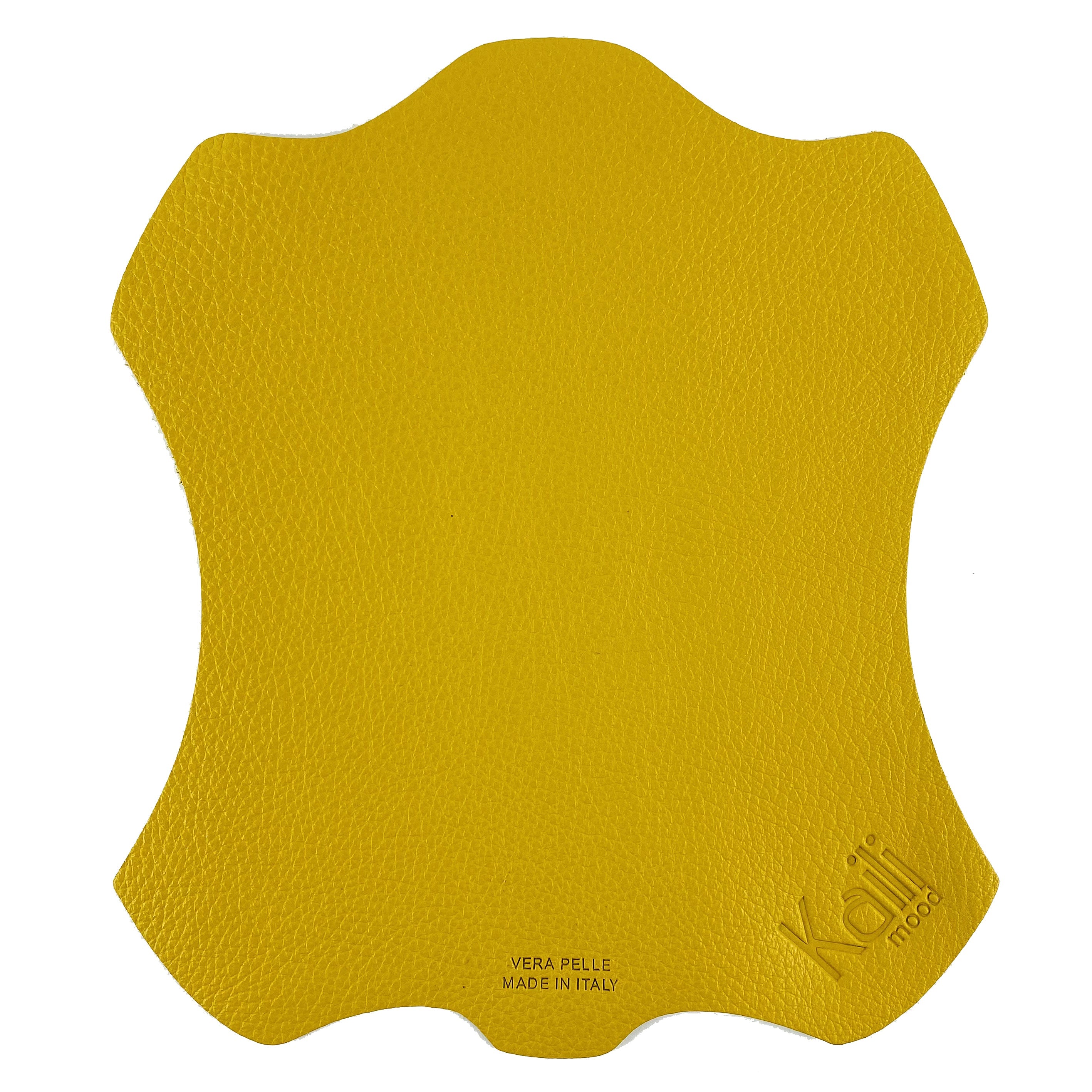 K0001RB | Mouse Pad Made in Italy Full grain genuine leather, dollar grain - Yellow color - Size: 20 x 23 cm - Package: Tnt tubular bag
