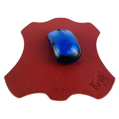 K0001VB | Mouse Pad Made in Italy Full grain genuine leather, dollar grain - Red color - Size: 20 x 23 cm - Package: Tnt tubular bag