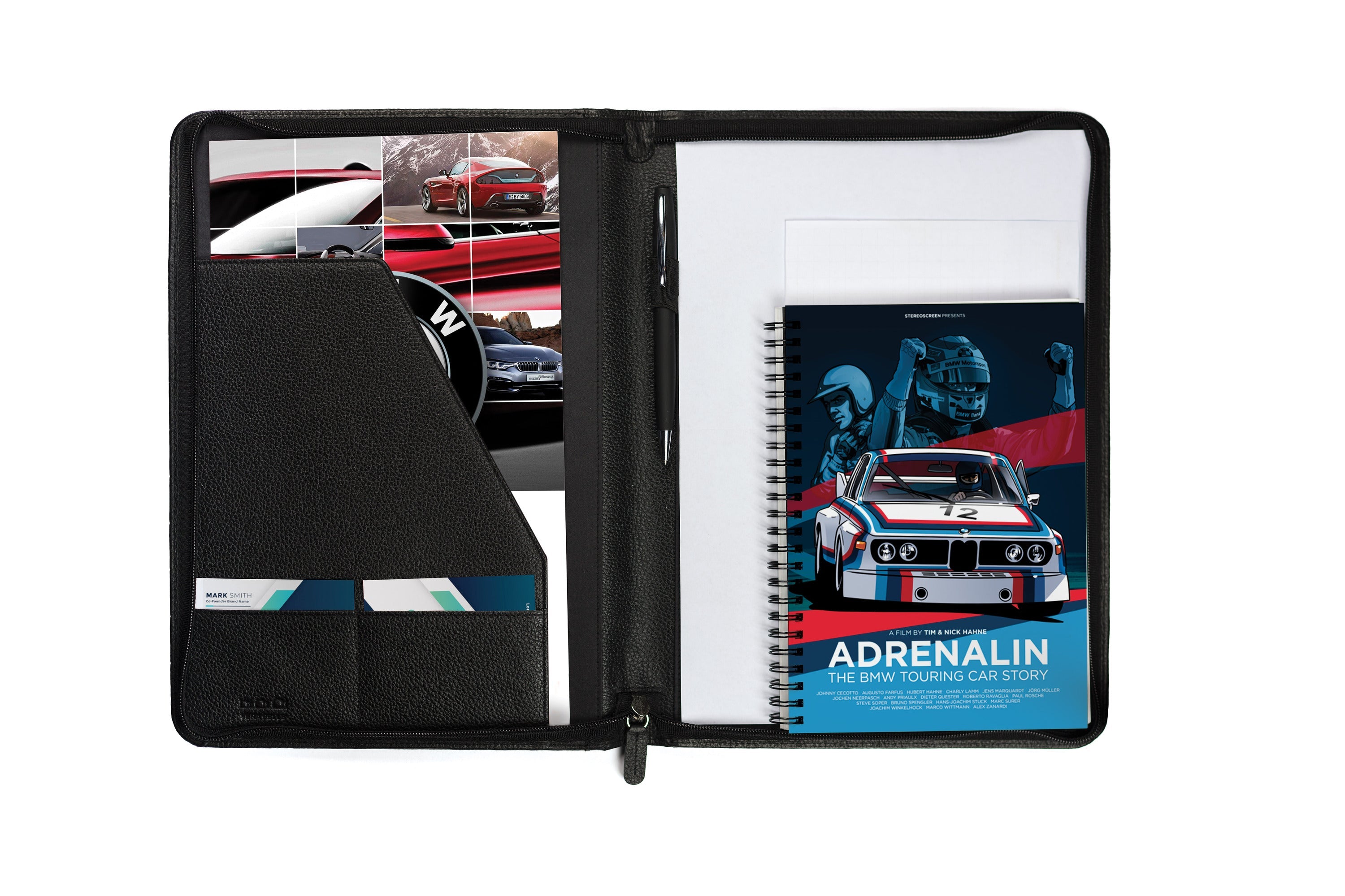 K0002AB | A4 size notepad holder in genuine full grain leather, dollar grain - Black color - Size: cm 24 x 32 x 2 - Package: Tnt bag