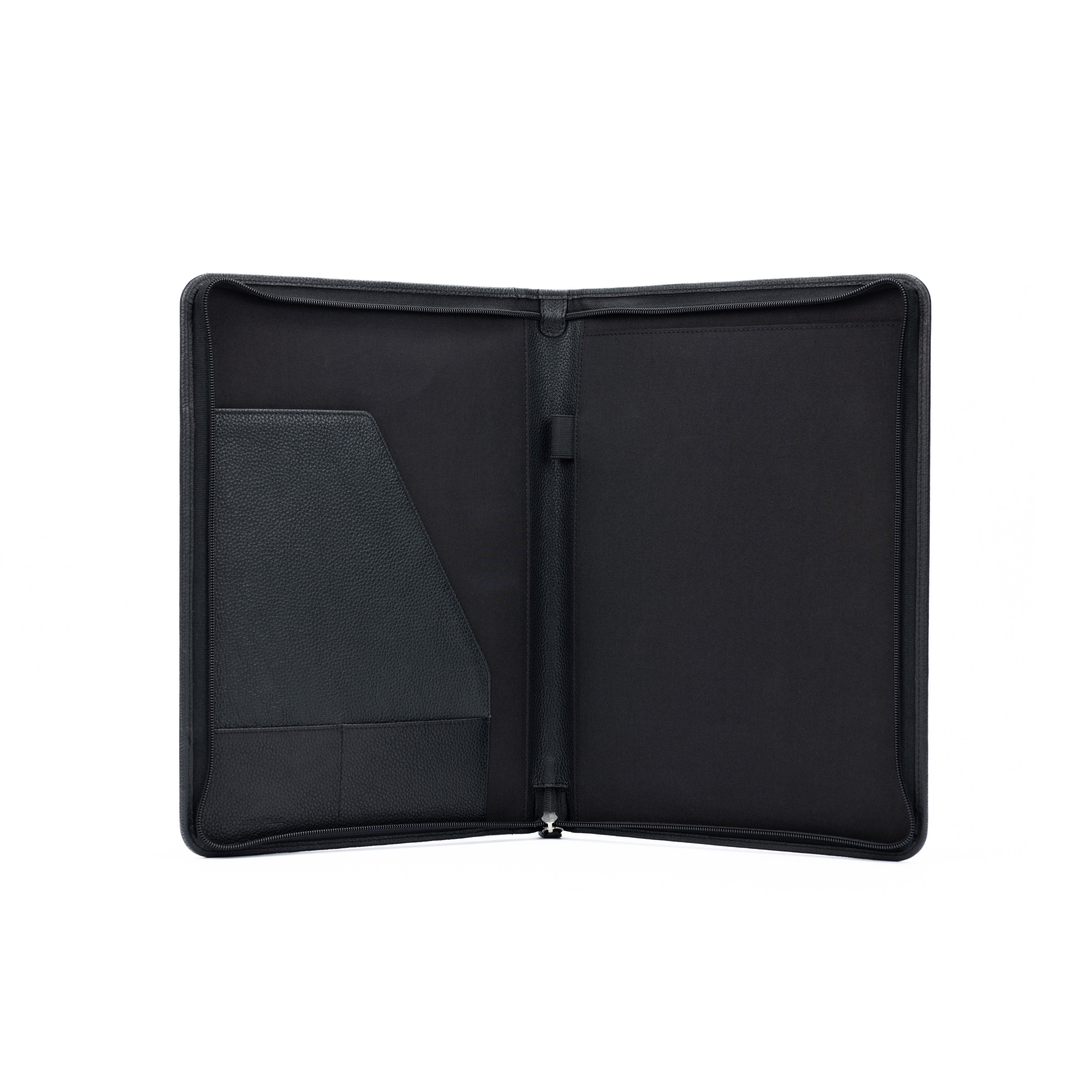 K0002AB | A4 size notepad holder in genuine full grain leather, dollar grain - Black color - Size: cm 24 x 32 x 2 - Package: Tnt bag