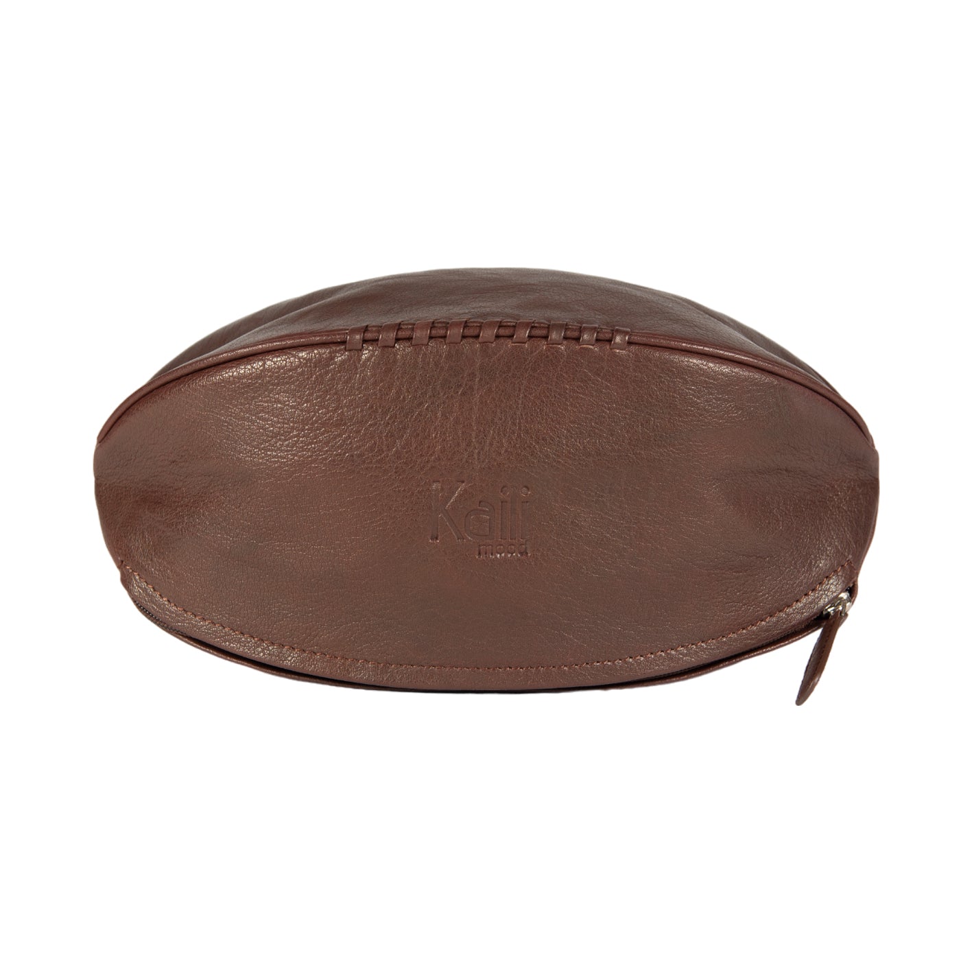 K0011BB | Beauty Case "Rugby Ball" Genuine Leather - Color: Dark Brown - Elastic inside bottle holder - Zipper closure - Dimensions: 35 x 14 x 14 cm- Packaging: Tnt bag