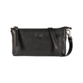 K0013AB | Women's strap in genuine full-grain leather, with light grain. Removable shoulder strap. Polished Nickel hardware. Black color. Dimensions: 20 x 10.5 x 2 cm. Packaging: Tnt bag