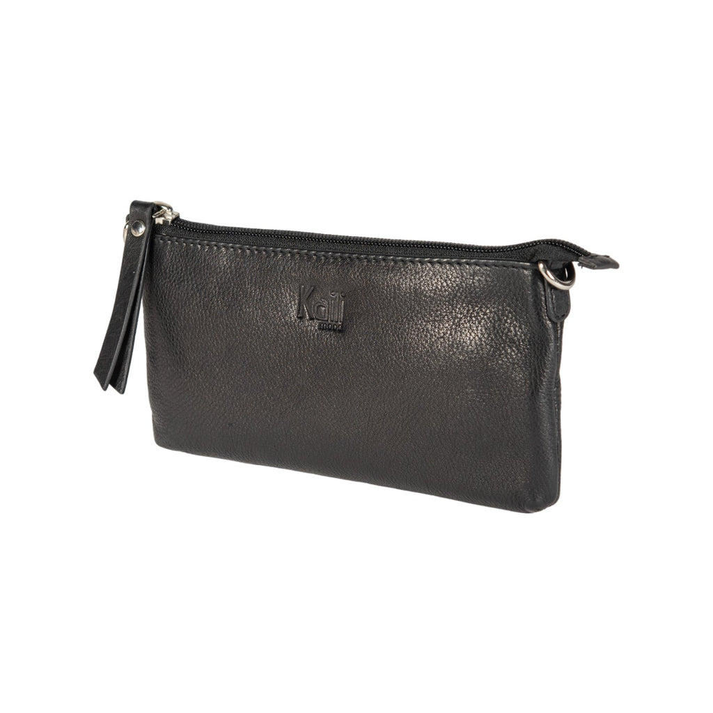 K0013AB | Women's strap in genuine full-grain leather, with light grain. Removable shoulder strap. Polished Nickel hardware. Black color. Dimensions: 20 x 10.5 x 2 cm. Packaging: Tnt bag