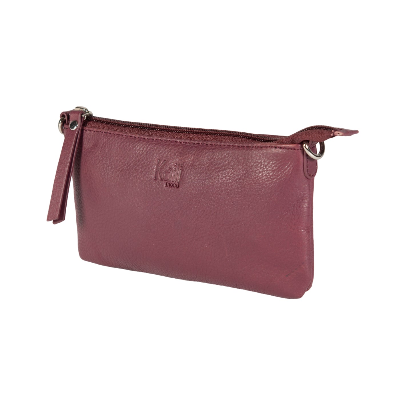 K0013NB | Women's strap in genuine full-grain leather, with light grain. Removable shoulder strap. Polished nickel hardware. Mauve color. Dimensions: 20 x 10.5 x 2 cm. Packaging: Tnt bag