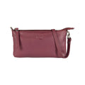 K0013NB | Women's strap in genuine full-grain leather, with light grain. Removable shoulder strap. Polished nickel hardware. Mauve color. Dimensions: 20 x 10.5 x 2 cm. Packaging: Tnt bag