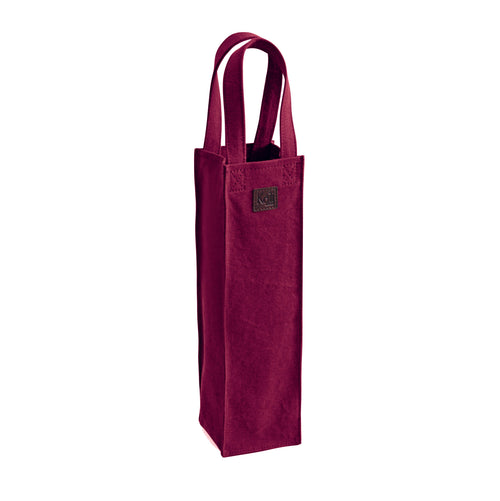 K0016XB | Canvas/ Genuine full-grain leather bottle holder bag, ruffled. Bordeaux/Brownhead color. Capacity: 1 bottle. Dimensions: 10 x 37 x 10 cm. Packaging: Polybag