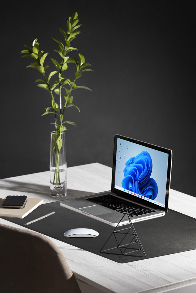 K0044AB | Genuine Full Grain Leather Desk Pad with Dollar Grain - Black Color - Size: 50 x 37 x 0.5 cm - Package: Black Cardboard Envelope