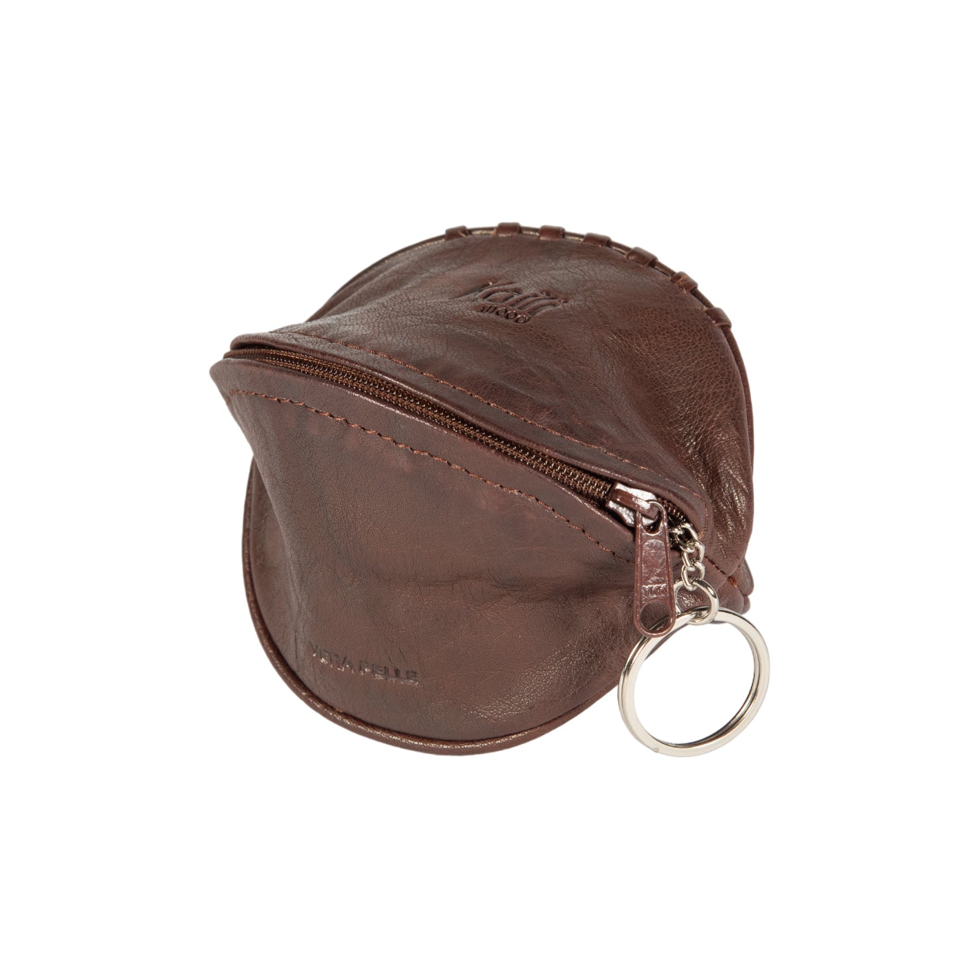 K10655BB | Mini clutch/keychain made of genuine full-grain leather, Volanata. Dark Brown color. Polished Nickel Accessories. Dimensions: 12.5 x 7.5 x 7.5 cm. Packaging: Tnt bag