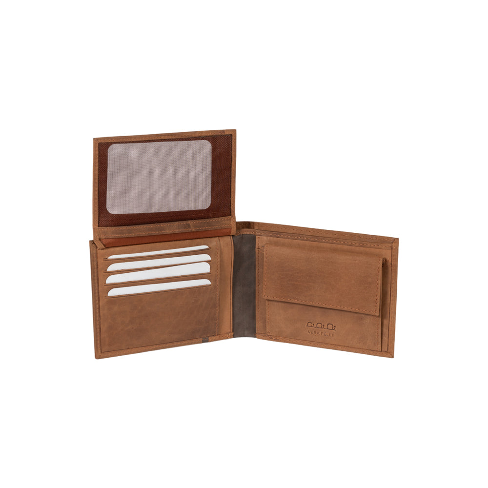 K12204UB | Men's wallet in genuine full-grain leather, Naked. Leather color. RFID protection. Size when closed: 12.5 x 9.5 x 2 cm. Packaging: gift box bottom/cover