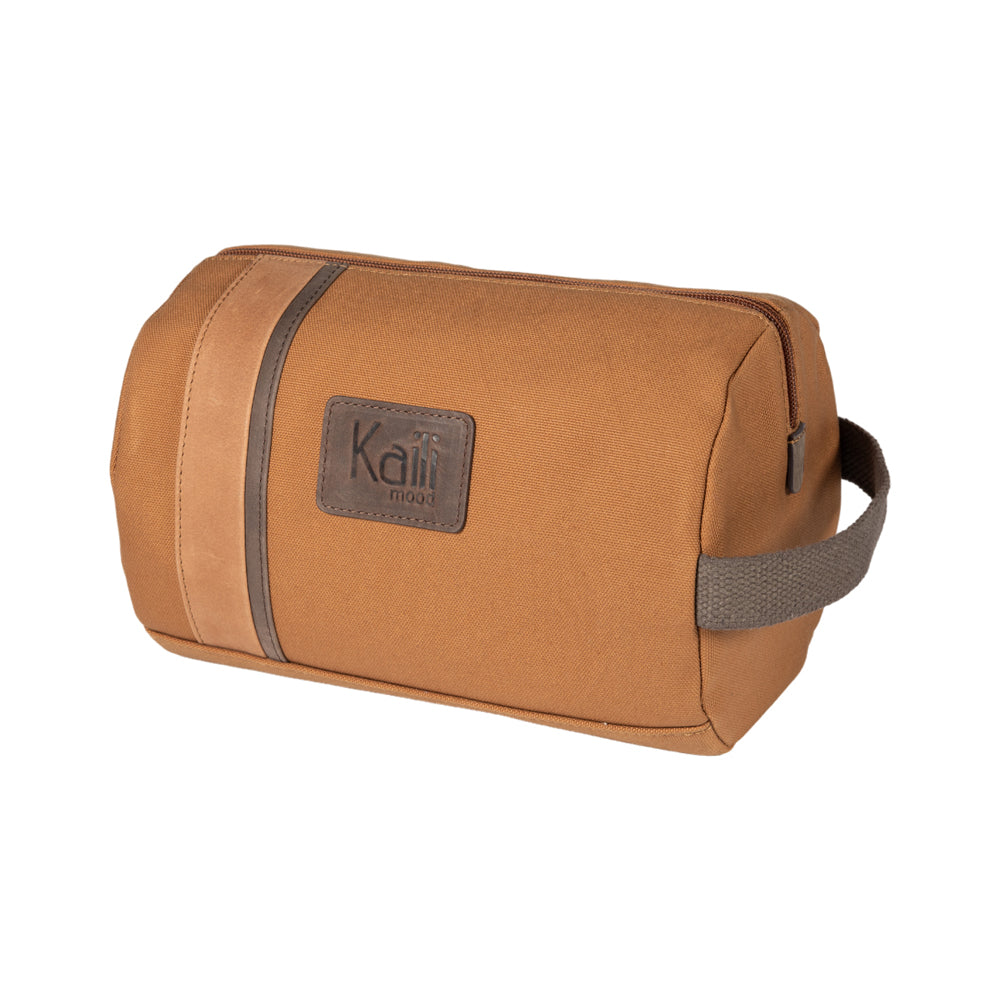 K2005UB | Beauty Case in Canvas 100% Cotton/Full Grain Leather, Naked. Leather color. Side handle. Zipper closure. Dimensions: 25 x 15 x 17 cm. Packaging: Tnt bag