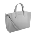 RB1024F | Women's Hand Bag in Genuine Leather Made in Italy with removable shoulder strap. Large removable internal bag. Polished Gunmetal Accessories - Grey color - Dimensions: cm 48x31x11