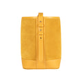 RB1031AR | BRENDA Genuine Leather Women's Bucket Bag Made in Italy. Shiny Gold metal hardware - Mustard color - Dimensions: cm 25 x 23.5 x 17