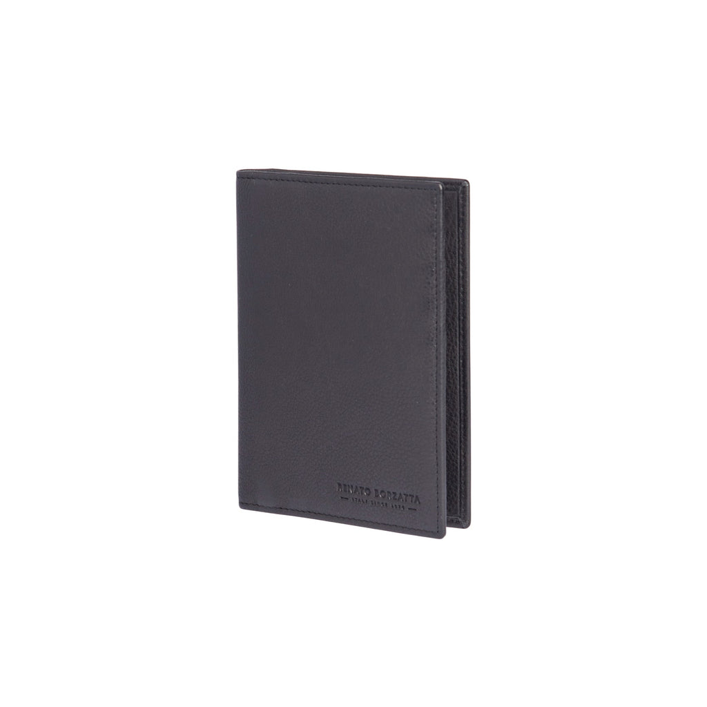 RB10722A | Document/Passport Holder in Genuine Full-Grain Leather with a Light Grain. Color: Black. Dimensions when closed: 10 x 14 x 1 cm.