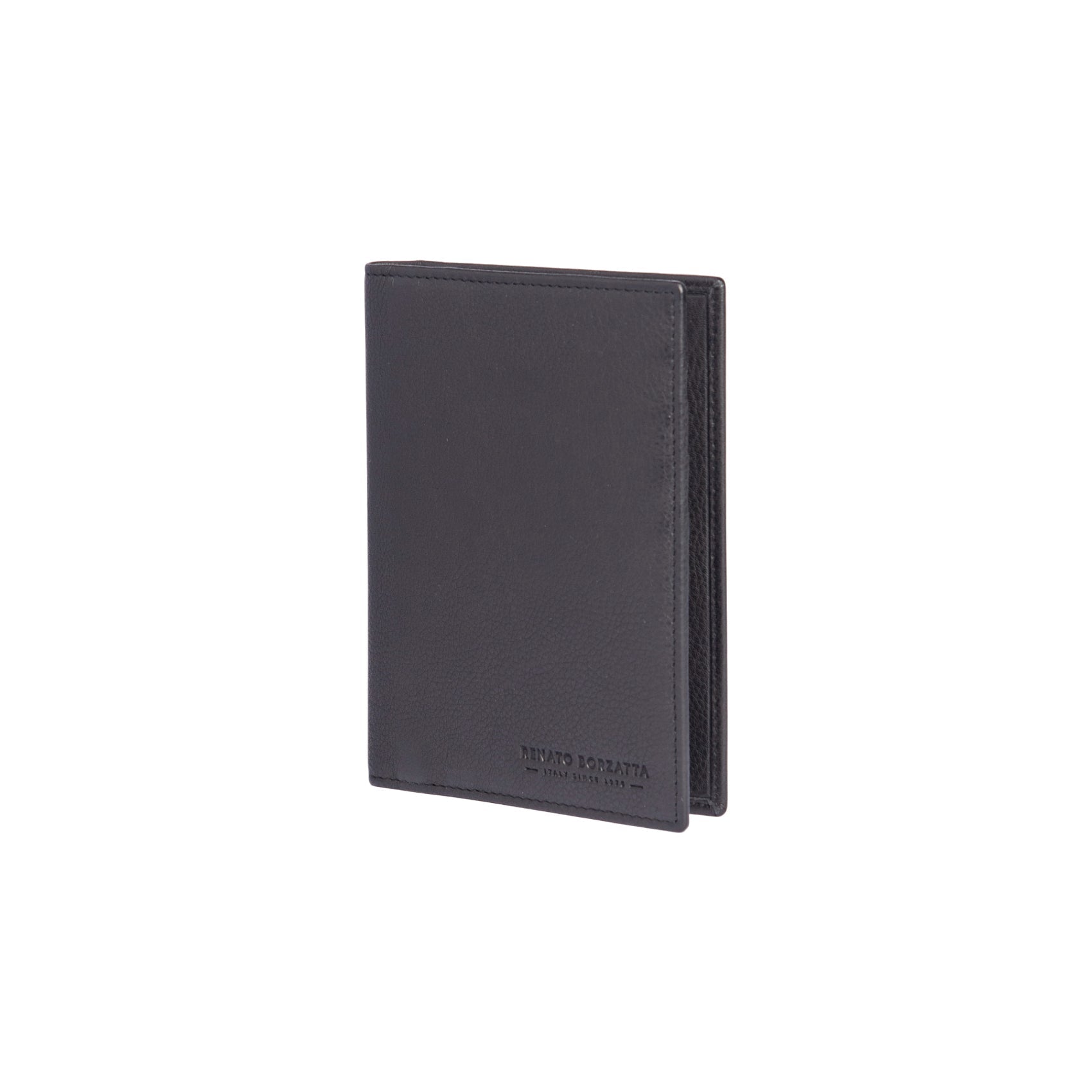 RB10722A | Document/Passport Holder in Genuine Full-Grain Leather with a Light Grain. Color: Black. Dimensions when closed: 10 x 14 x 1 cm.