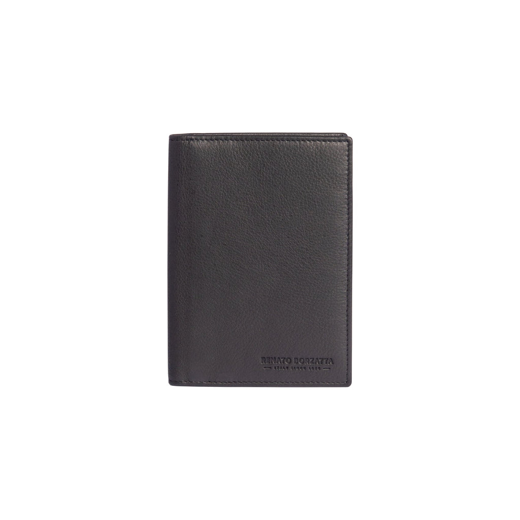 RB10722A | Document/Passport Holder in Genuine Full-Grain Leather with a Light Grain. Color: Black. Dimensions when closed: 10 x 14 x 1 cm.
