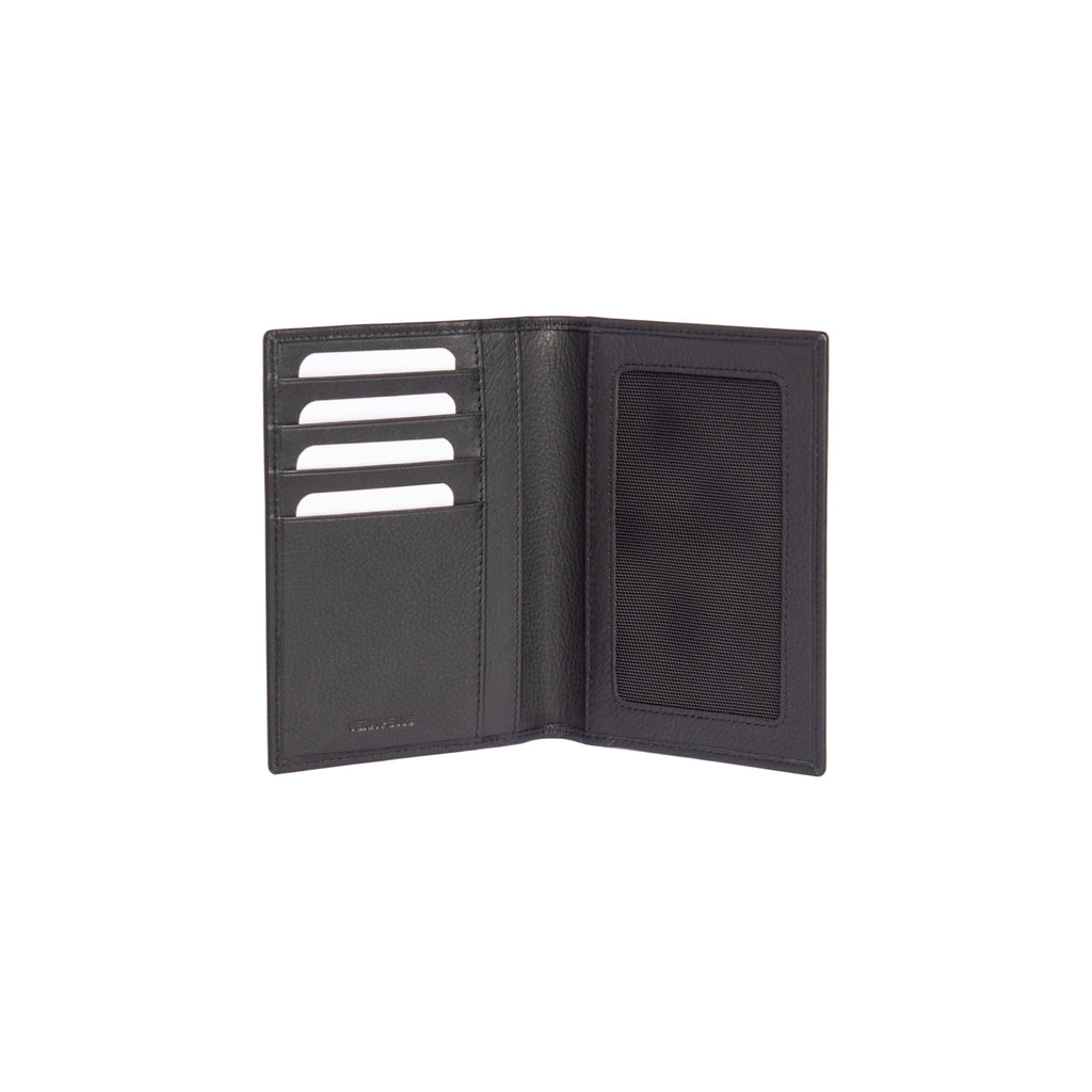 RB10722A | Document/Passport Holder in Genuine Full-Grain Leather with a Light Grain. Color: Black. Dimensions when closed: 10 x 14 x 1 cm.