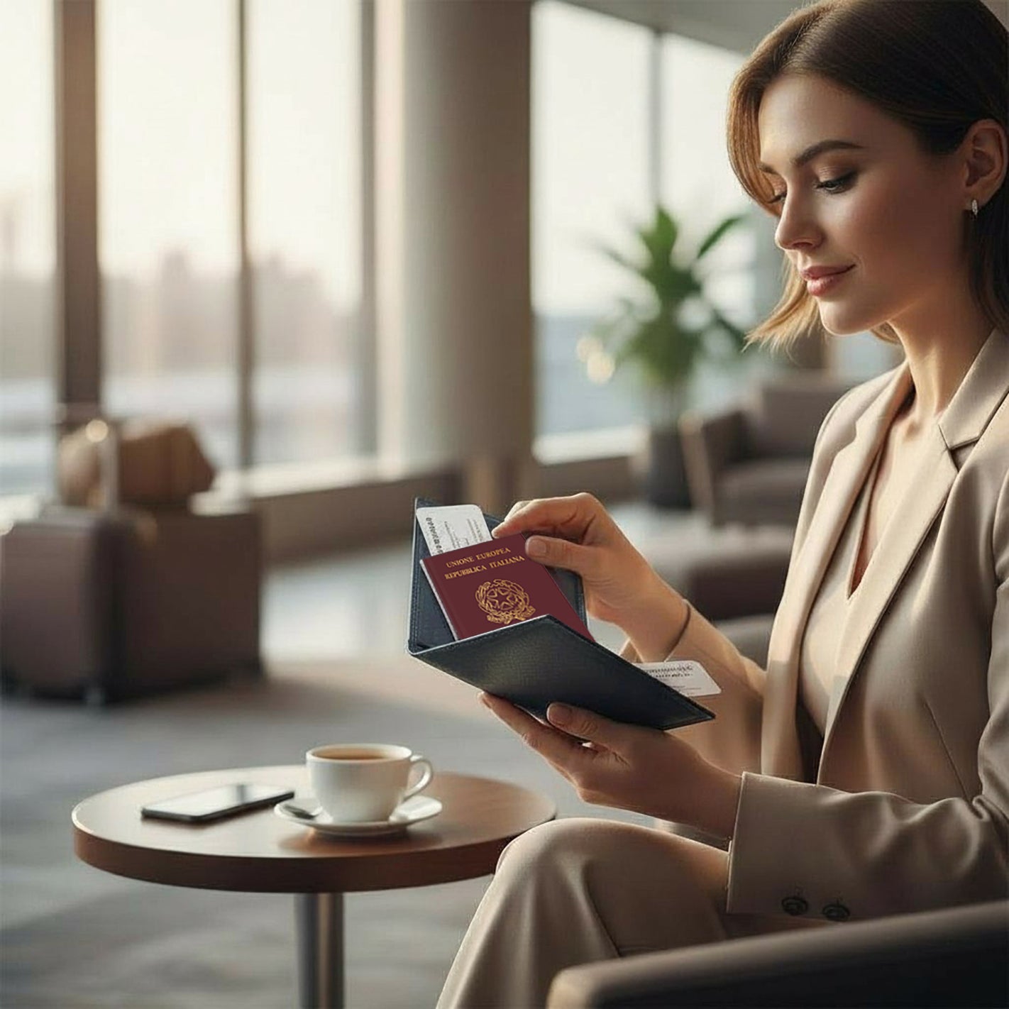 RB10722A | Document/Passport Holder in Genuine Full-Grain Leather with a Light Grain. Color: Black. Dimensions when closed: 10 x 14 x 1 cm.