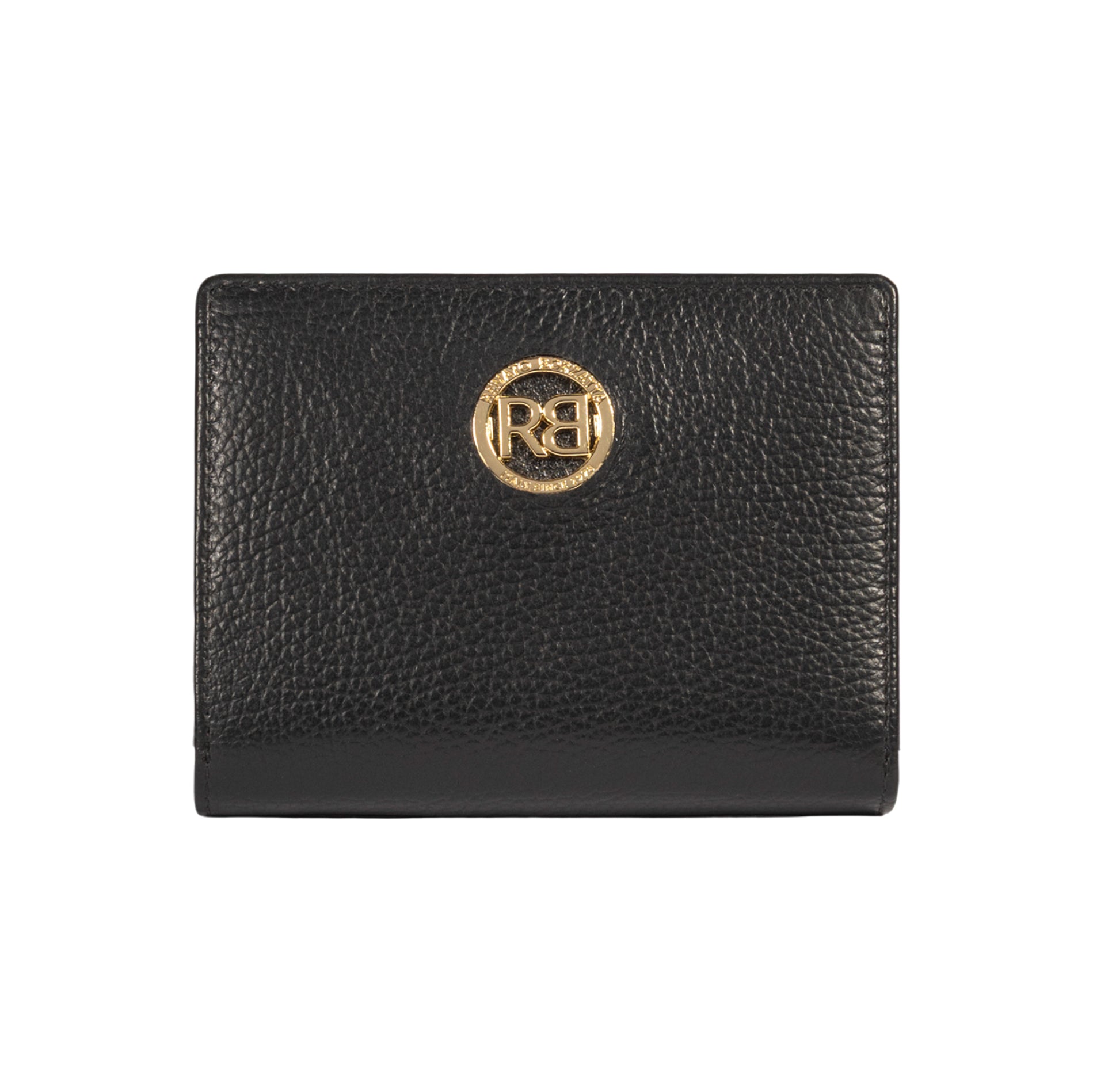 RB1080GA | Women's Wallet Made in Italy in Genuine Dollar Grain Leather. Color: Black. Dimensions (closed): 13 x 9 x 2.5 cm