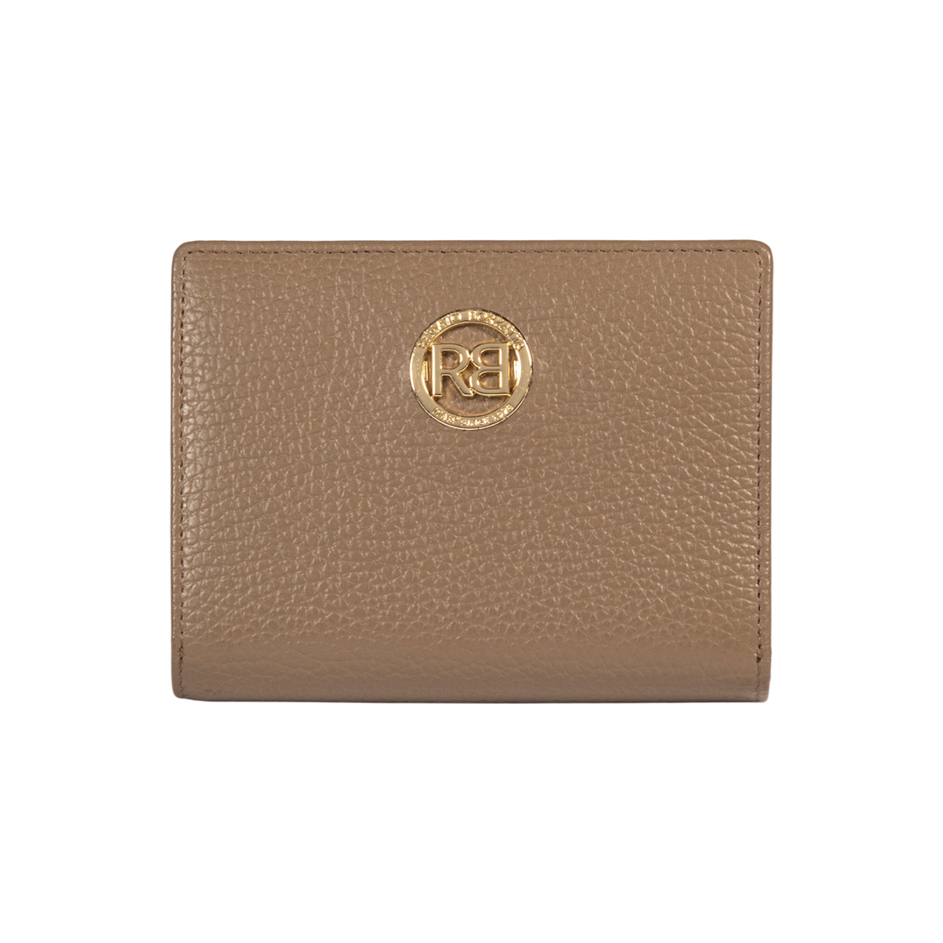 RB1080GAQ | Women's Wallet Made in Italy in Genuine Dollar Grain Leather. Taupe Color. Dimensions (closed): 13 x 9 x 2.5 cm