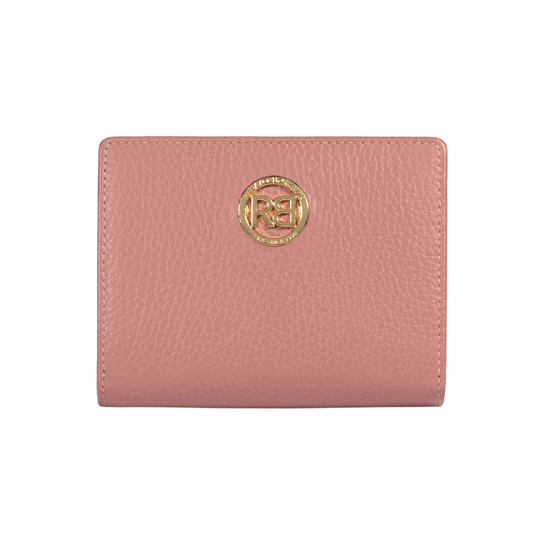 RB1080GAZ | Women's Wallet Made in Italy in Genuine Dollar Grain Leather. Antique Pink Color. Dimensions (closed): 13 x 9 x 2.5 cm