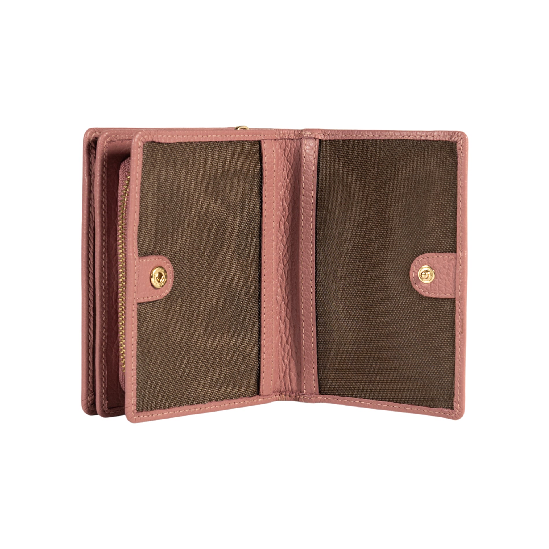 RB1080GAZ | Women's Wallet Made in Italy in Genuine Dollar Grain Leather. Antique Pink Color. Dimensions (closed): 13 x 9 x 2.5 cm