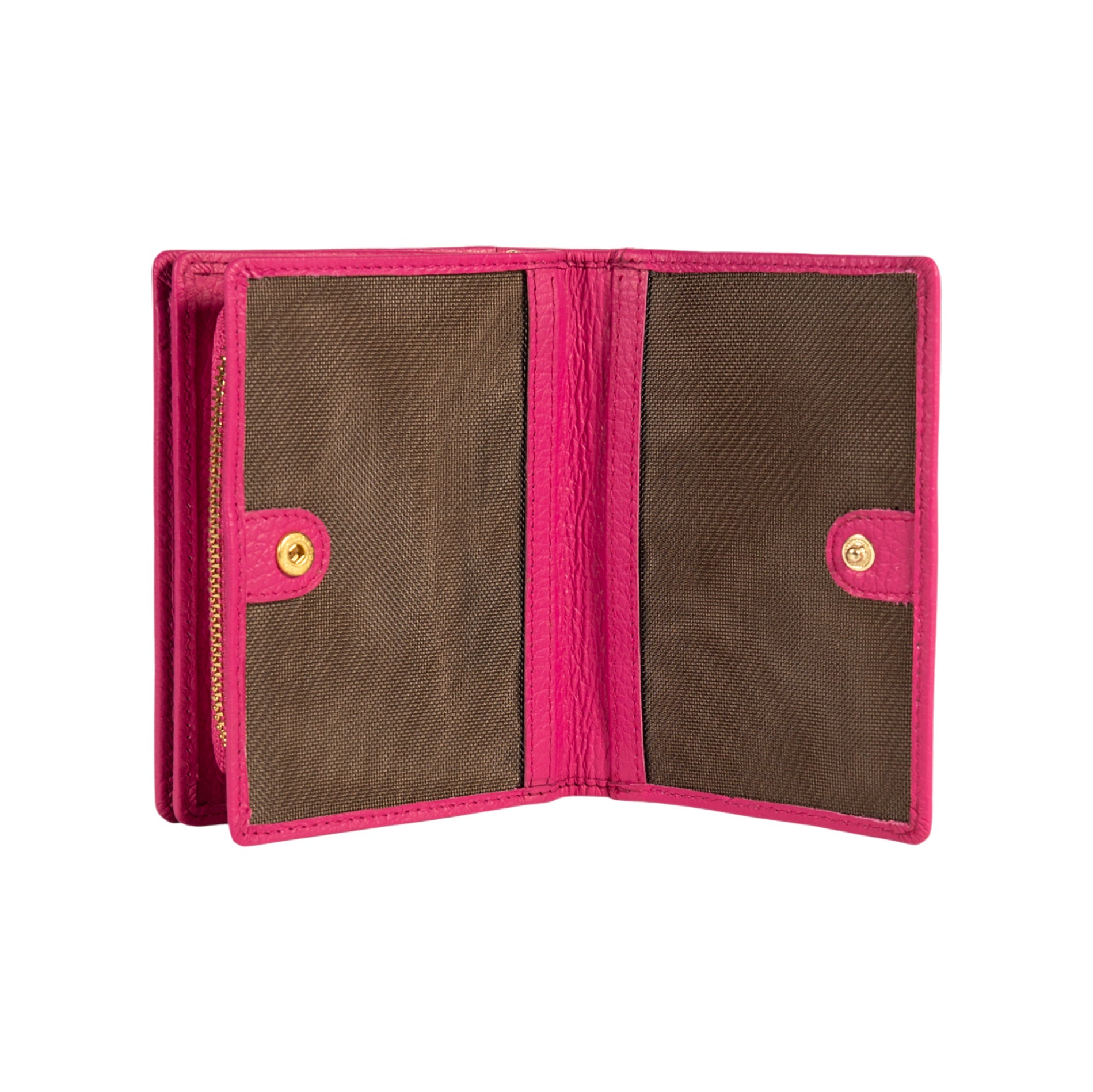RB1080GBE | Women's Wallet Made in Italy in Genuine Dollar Grain Leather. Fuchsia Color. Dimensions (closed): 13 x 9 x 2.5 cm