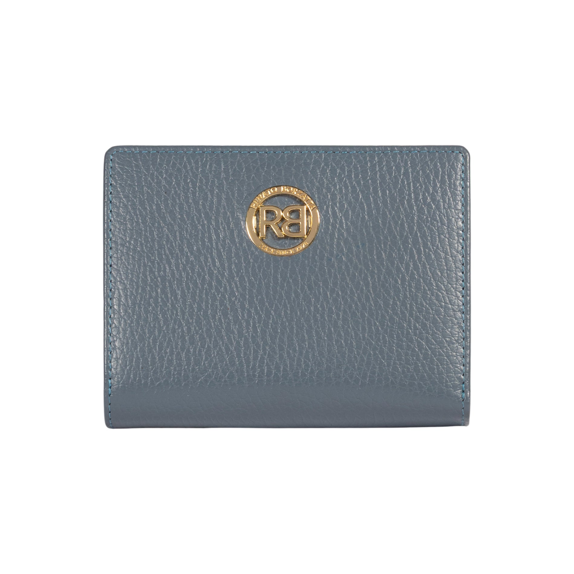 RB1080GP | Women's Wallet Made in Italy in Genuine Dollaro Grain Leather. Color: Air Force Blue. Dimensions (closed): 13 x 9 x 2.5 cm