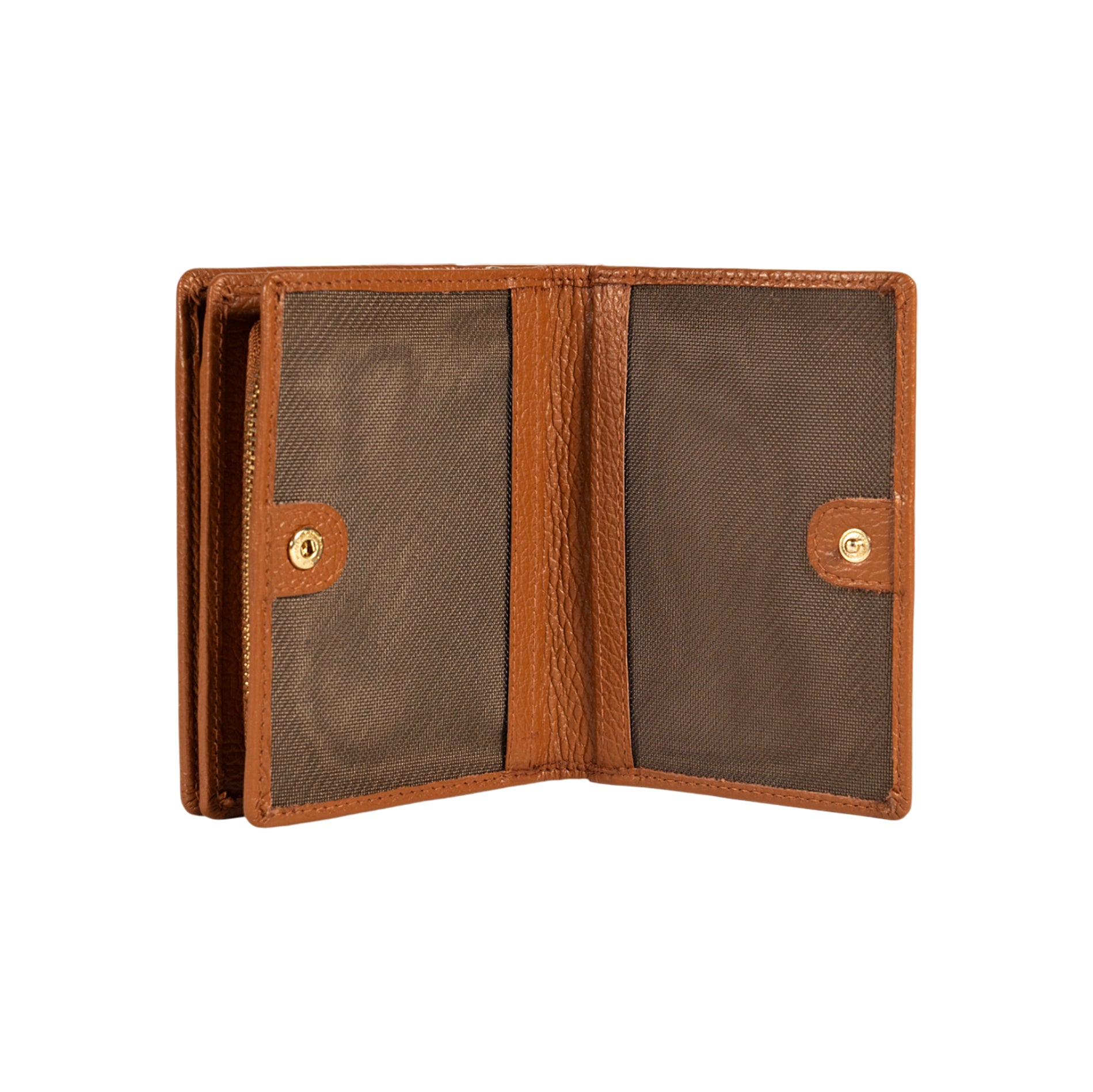 RB1080GS | Women's Wallet Made in Italy in Genuine Dollaro Grain Leather. Cognac Color. Dimensions (closed): 13 x 9 x 2.5 cm