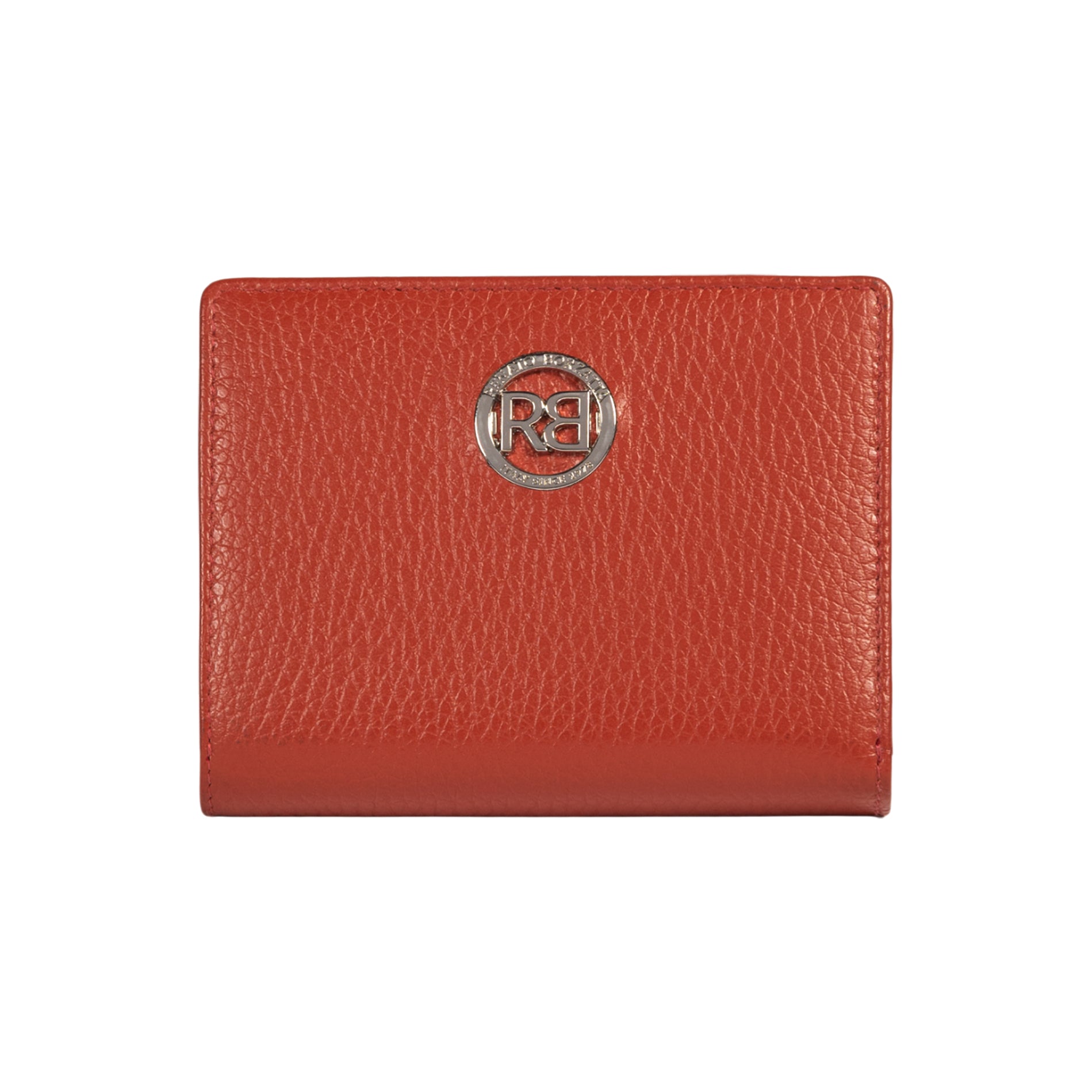 RB1080SAM | Women's Wallet Made in Italy in Genuine Dollar Grain Leather. Paprika Color. Dimensions (closed): 13 x 9 x 2.5 cm