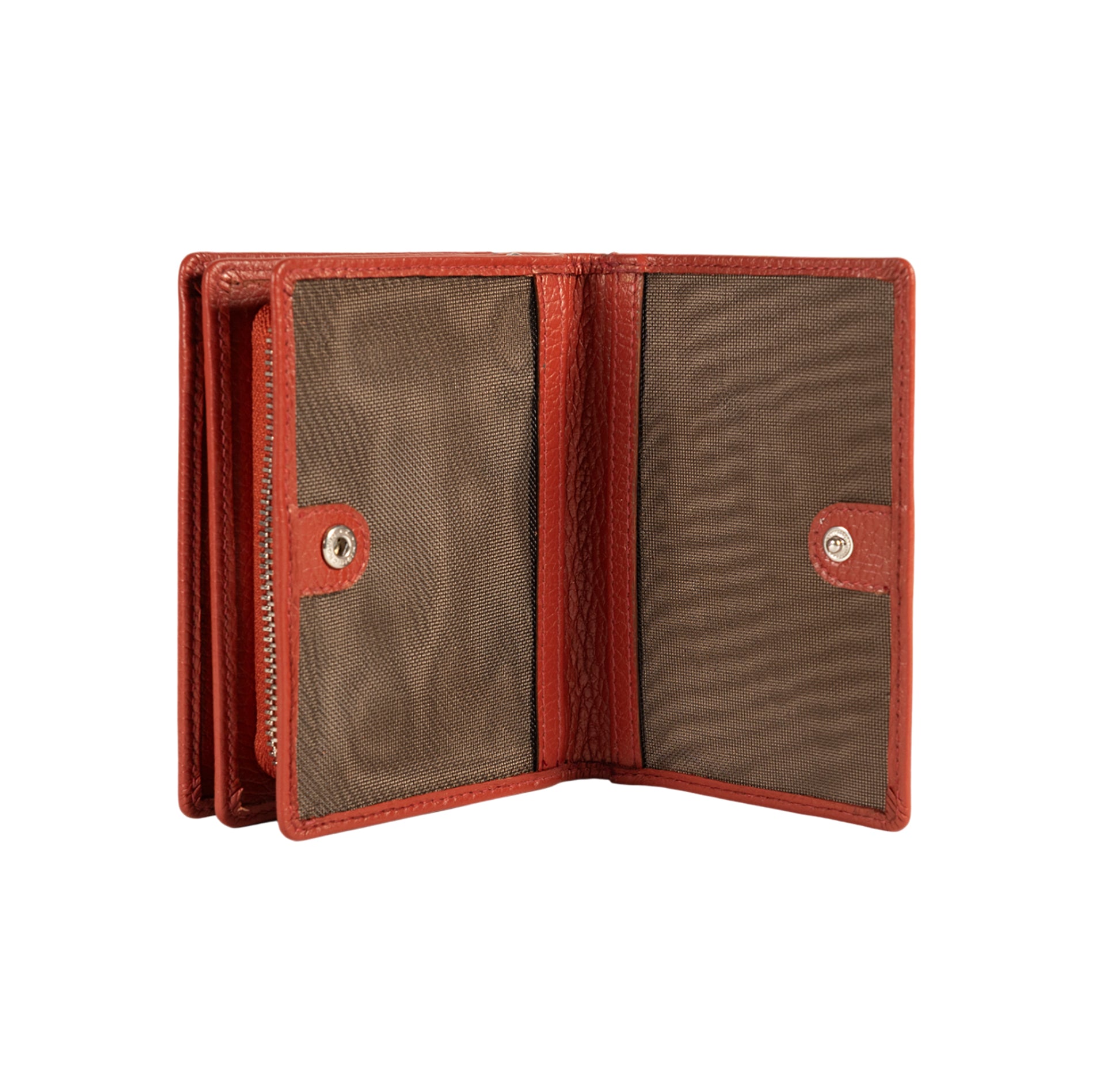 RB1080SAM | Women's Wallet Made in Italy in Genuine Dollar Grain Leather. Paprika Color. Dimensions (closed): 13 x 9 x 2.5 cm