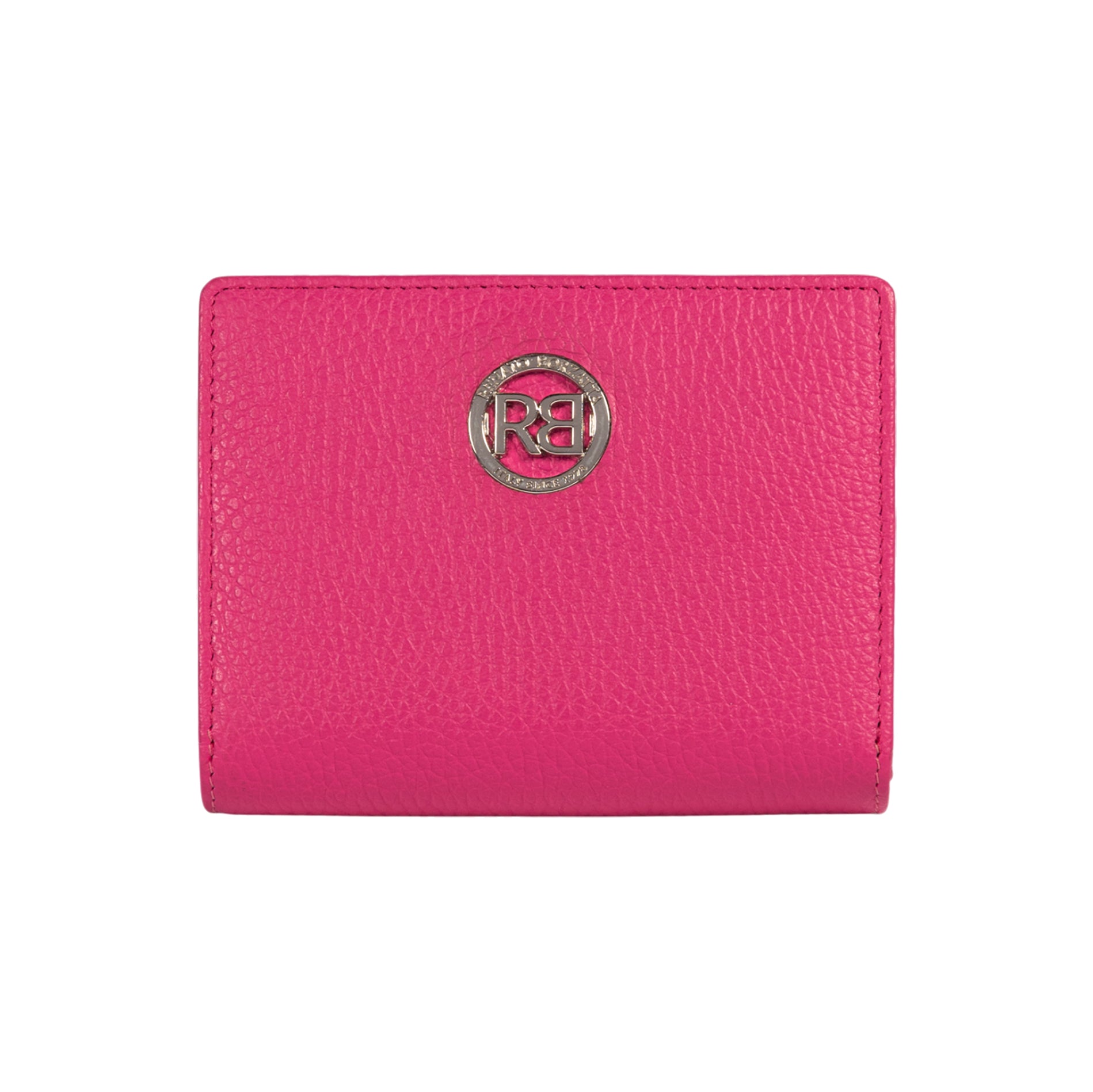 RB1080SBE | Women's Wallet Made in Italy in Genuine Dollar Grain Leather. Color: Fuchsia. Dimensions (closed): 13 x 9 x 2.5 cm
