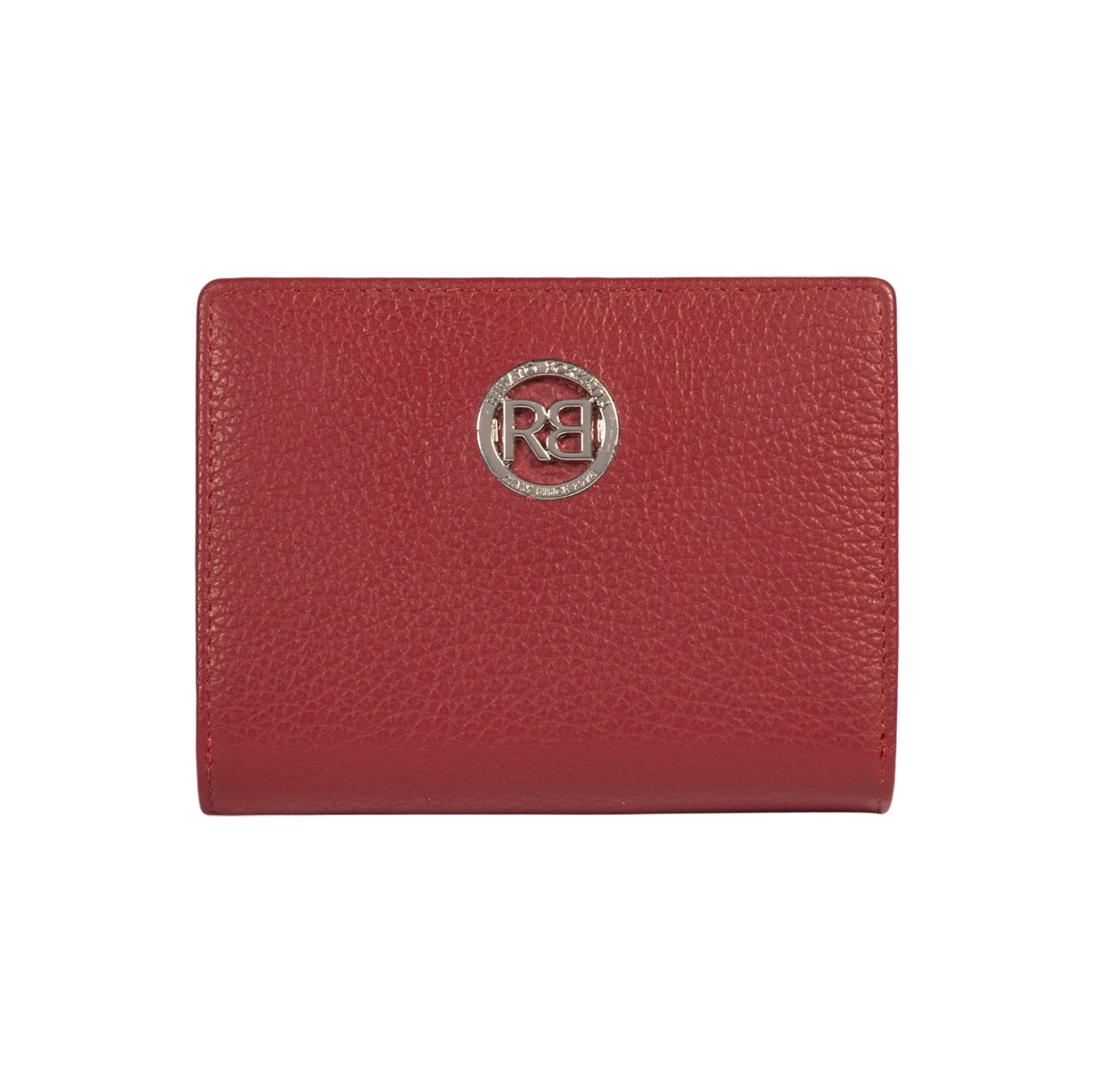 RB1080SQ | Women's Wallet Made in Italy in Genuine Dollar Grain Leather. Ruby Color. Dimensions (closed): 13 x 9 x 2.5 cm