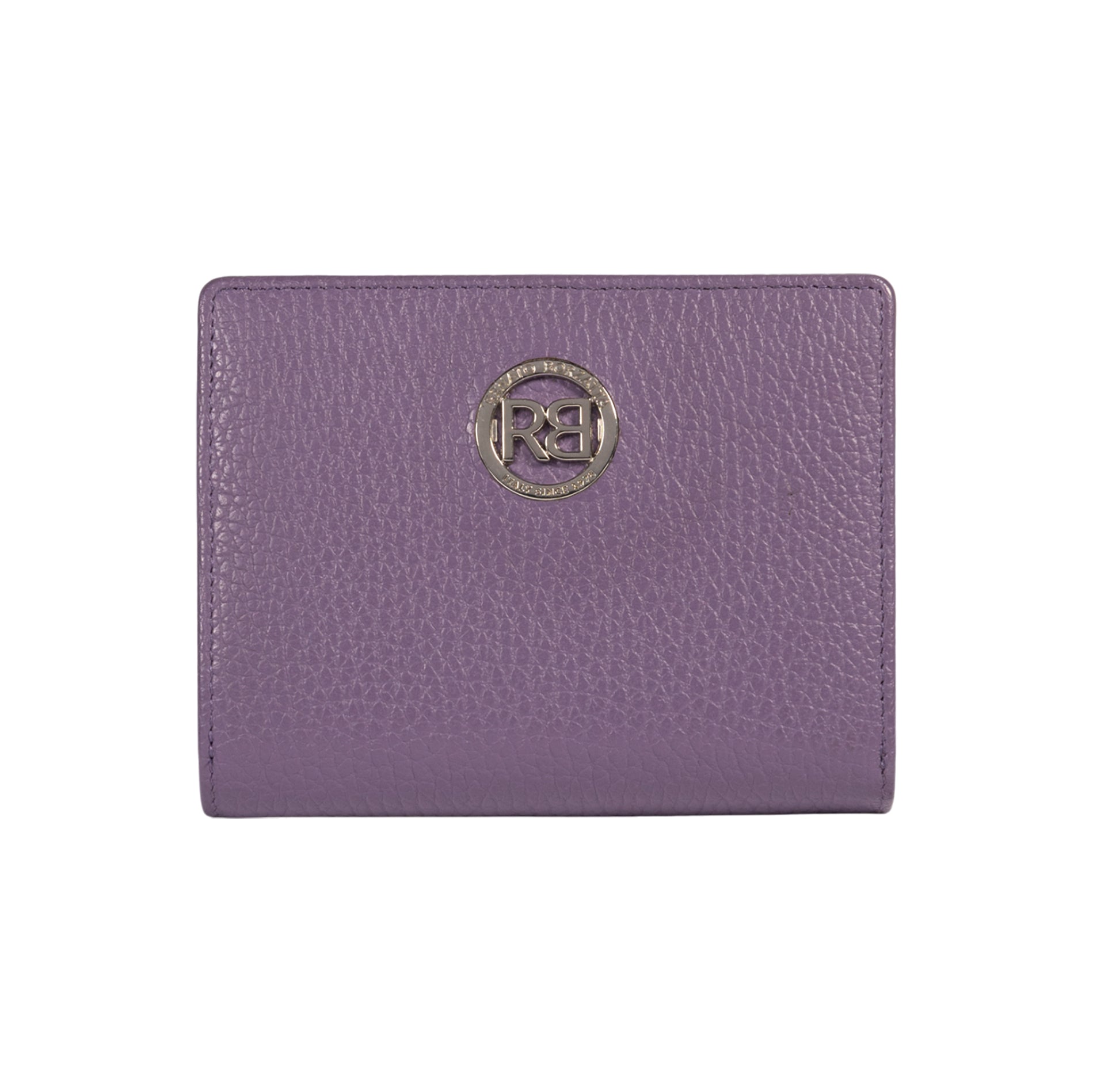 RB1080SY | Women's Wallet Made in Italy in Genuine Dollar Grain Leather. Color: Purple. Dimensions (closed): 13 x 9 x 2.5 cm