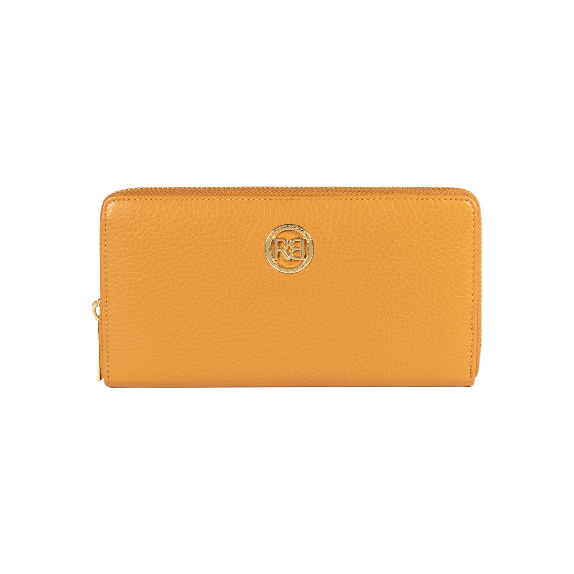 RB1081GCQ | Women's zip-up wallet made in Italy in genuine grained leather. Tan color. Dimensions: 20 x 10 x 2.5 cm